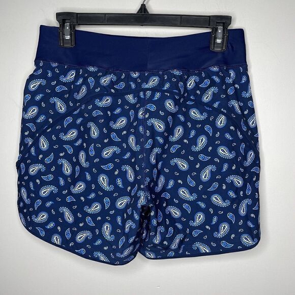 LANDS END Swim Short Womens 2 Navy Paisley Print NEW 5" Comfort Waist Pockets - Picture 5 of 7
